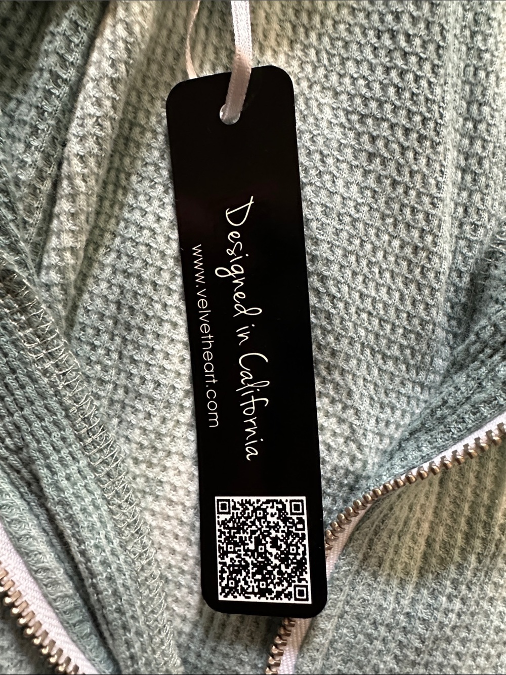 Velvet heart Light Sage Waffle-Knit Quarter Zip Pullover - Picture 2 of 8